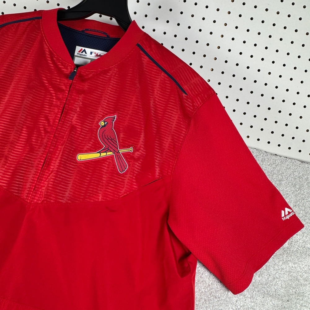 St. Louis Cardinals Pullover Mens L Red MLB Baseball Majestic Training Jacket